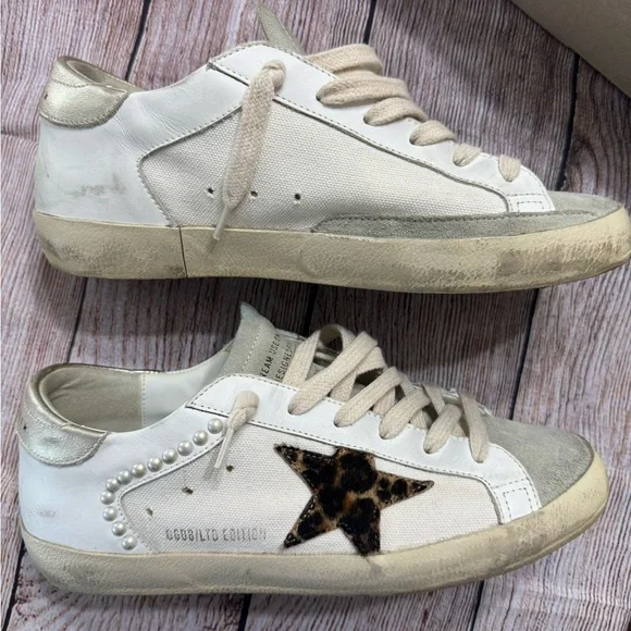 Golden Goose Superstar Sneakers in White and Beige - Picture 7 of 13